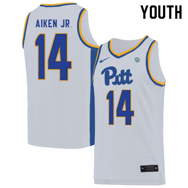 Youth #14 Curtis Aiken Jr. Pitt Panthers College Basketball Jerseys Sale-White - Click Image to Close